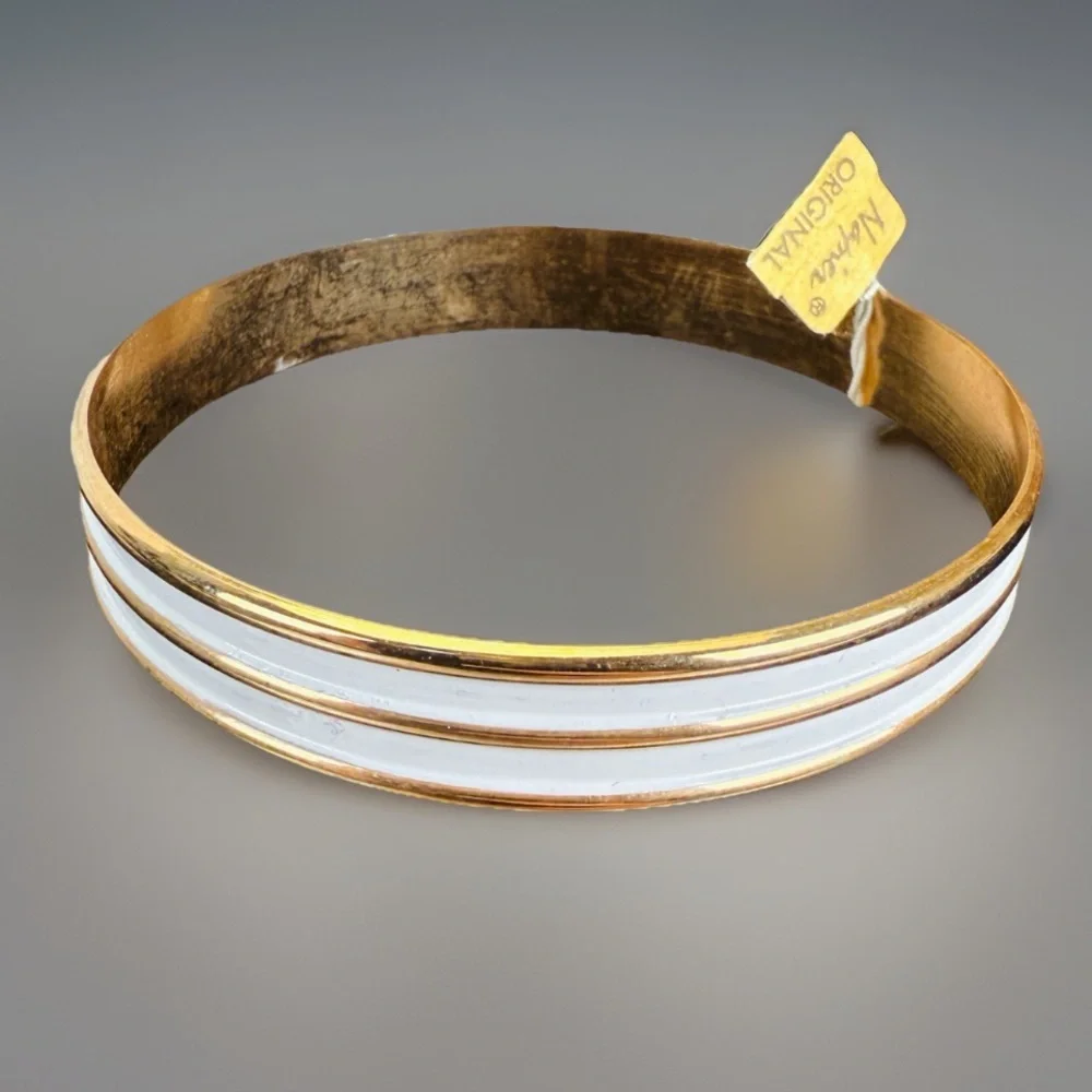 Elegant Goldtone and White Napier Bangle Bracelet